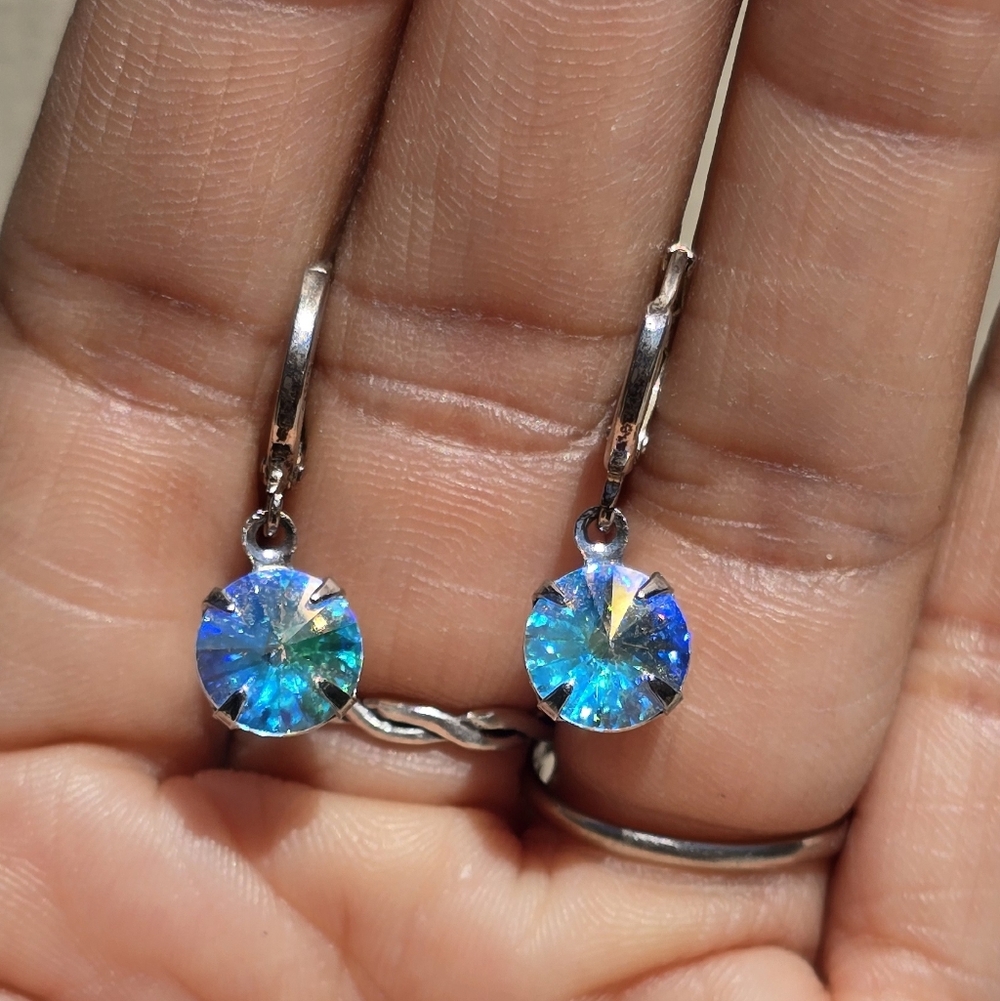 Vintage Swavorski AB Aurora Borealis rivoli-cut 925 sterling silver - Picture 15 of 17